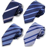 4-Piece Men's Skinny Width 2.3" Slim Necktie Solid Color Tie