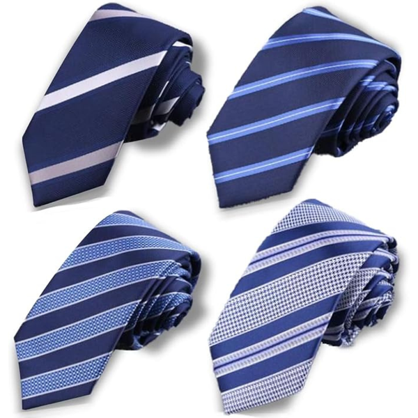 4-Piece Men's Skinny Width 2.3" Slim Necktie Solid Color Tie
