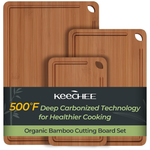 3-Piece Keechee Bamboo Cutting Board with Juice Grooves (Carbonized)