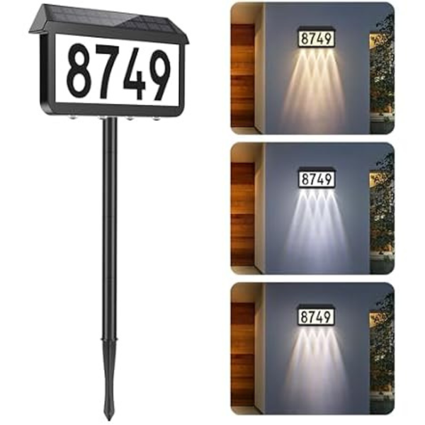 Brightever 3-Color LED Illuminated House Number Solar Address Signs