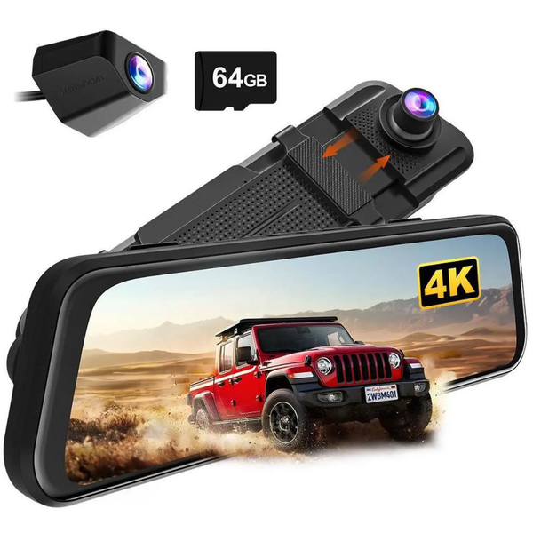 WOLFBOX M40 Lite 4K 10" Front Rearview Mirror Dash Cam