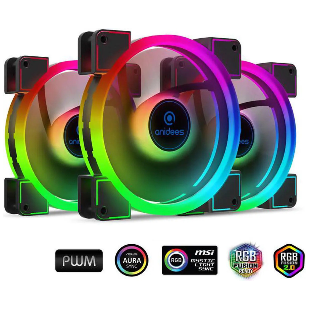 3-Pack AI Aureola Duo 120mm RGB PWM Dual Light Loop Fan