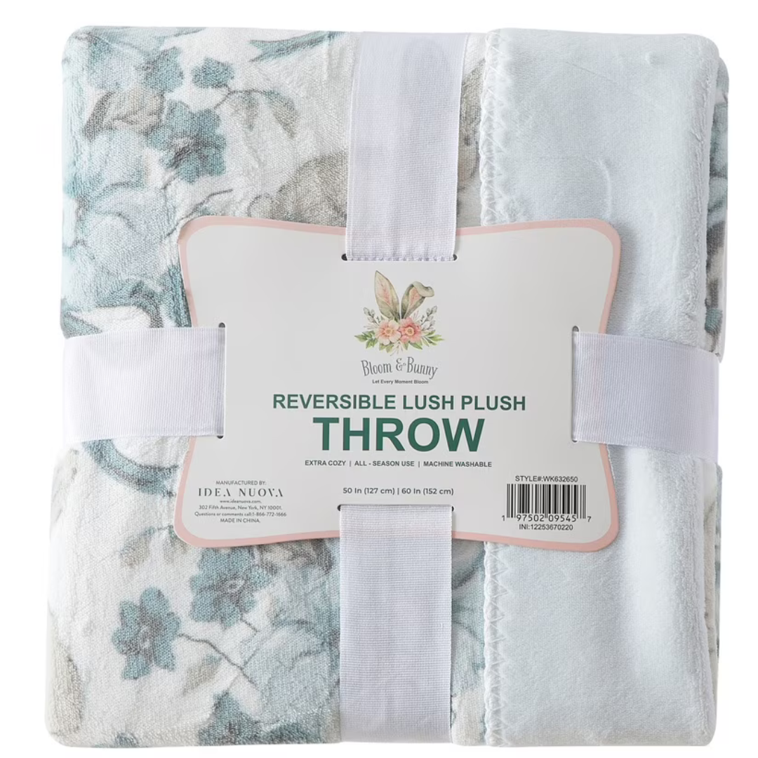 50" x 60" Bloom & Bunny Easter Printed Lush Plush Throw