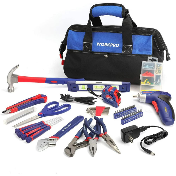125-Piece Workpro Rechargeable Screwdriver & Basic Tool Set