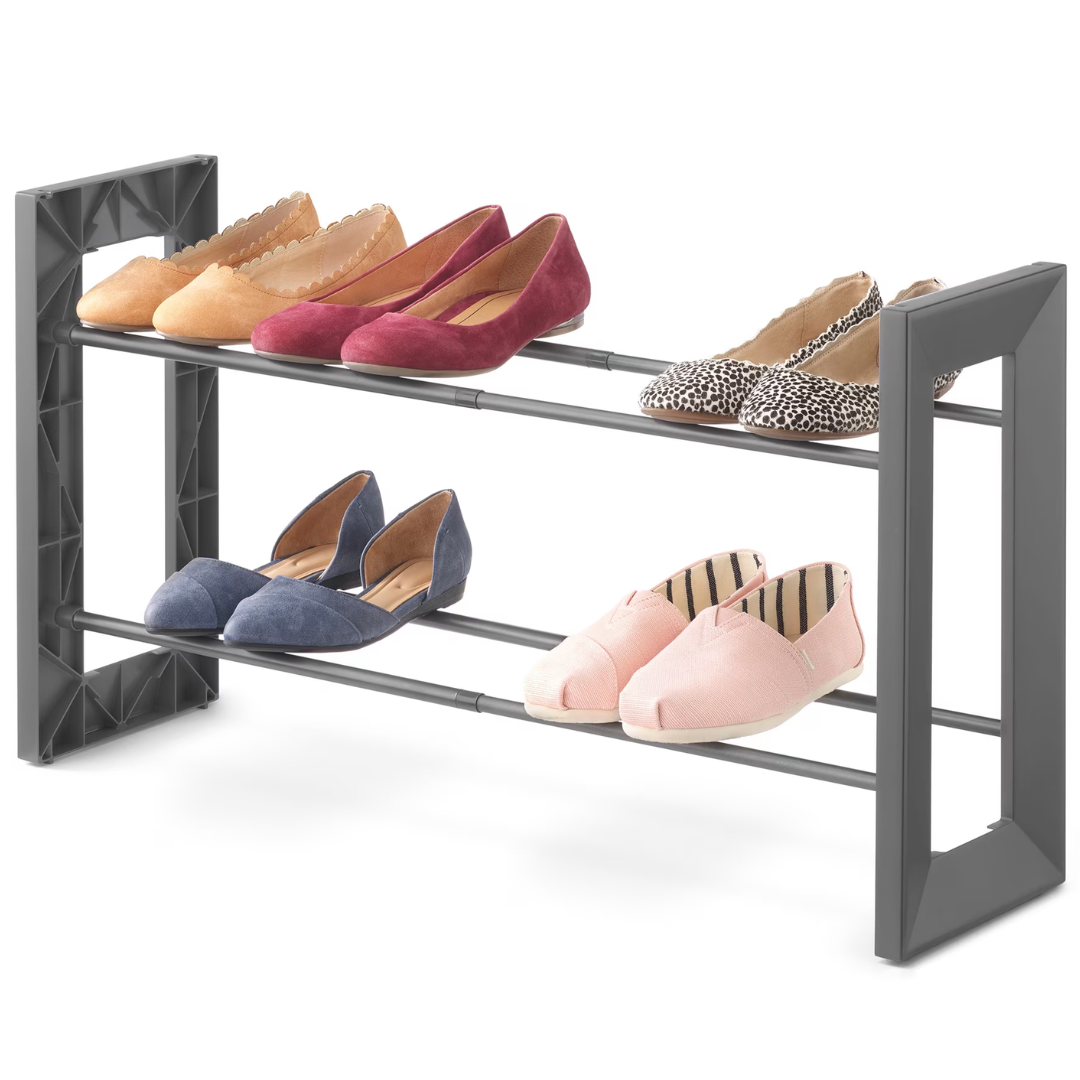 Whitmor Gunmetal 2-Tier Expandable Shoe Rack