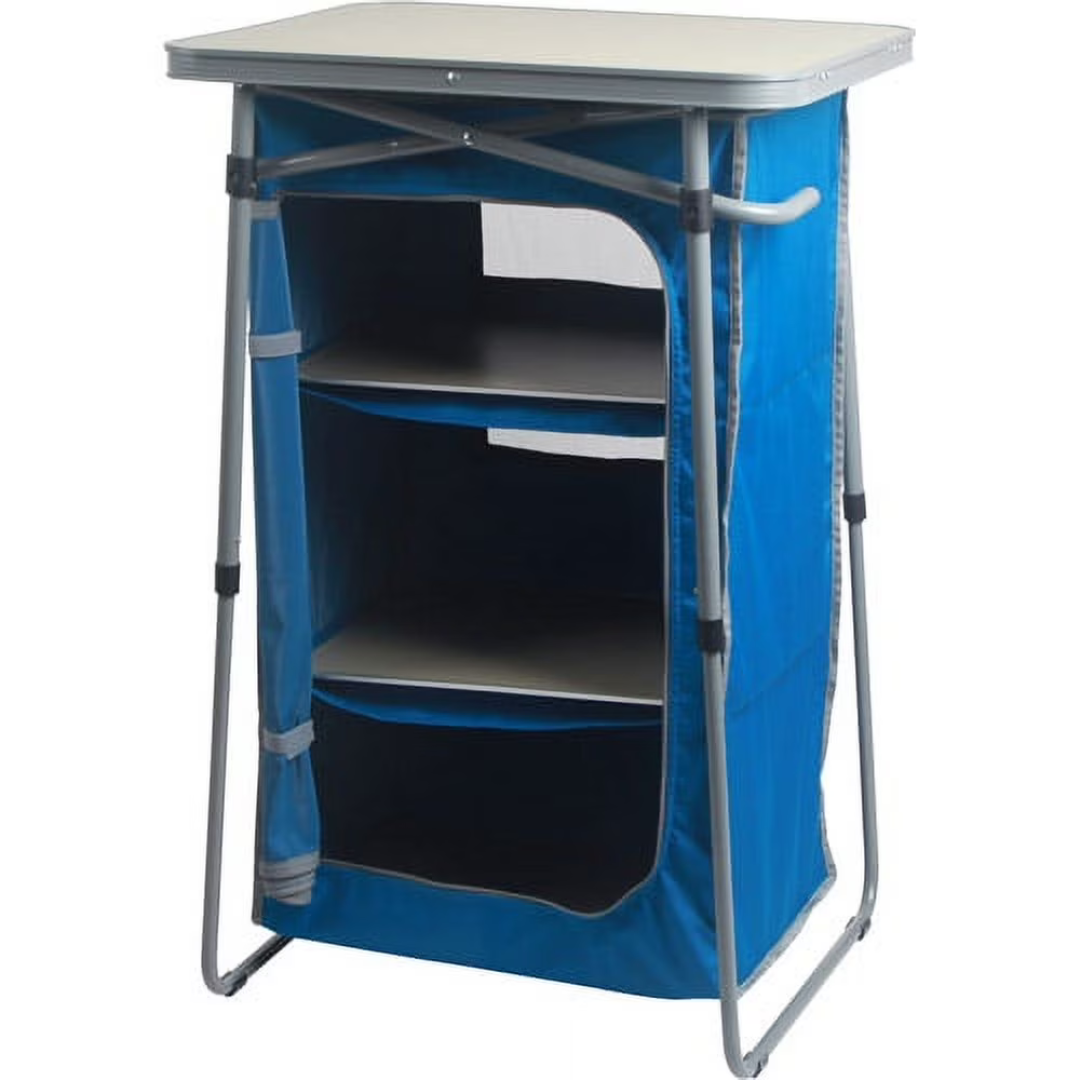 3-Shelf Ozark Trail Collapsible Cabinet with Table-Top (Blue)