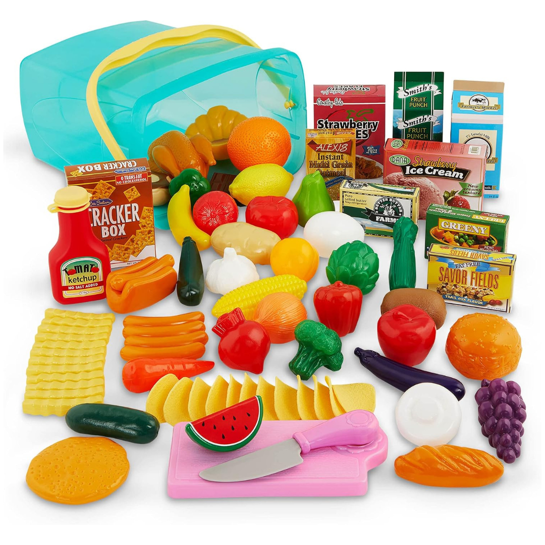 79-Piece Battat Pantry In A Bucket Play Food Set Kitchen Toys