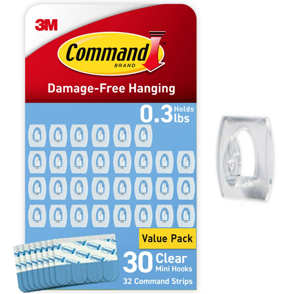 30-Pack Command Mini Wall Hooks W/ 32 Command Strips