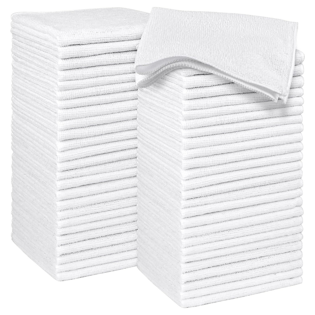 50-Pack Highly Absorbent Microfiber Washcloths Towels (12" X 12")