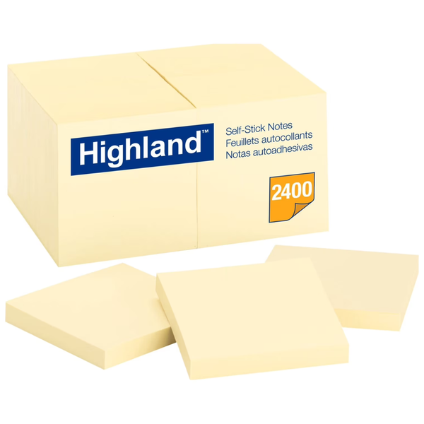 24-Pack Highland 3'' X 3'' Sticky Notes (Yellow)