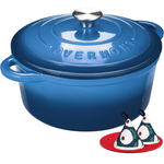 7-Qt Overmont Enameled Cast Iron Dutch Oven W/ Lid & Cotton Potholders (Various)