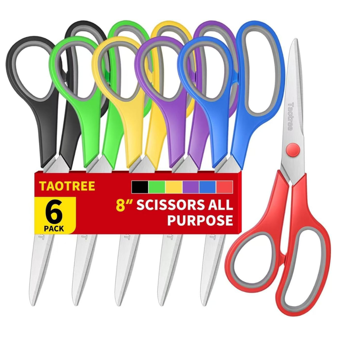 6-Pack 8" All Purpose Comfort Grip Scissors