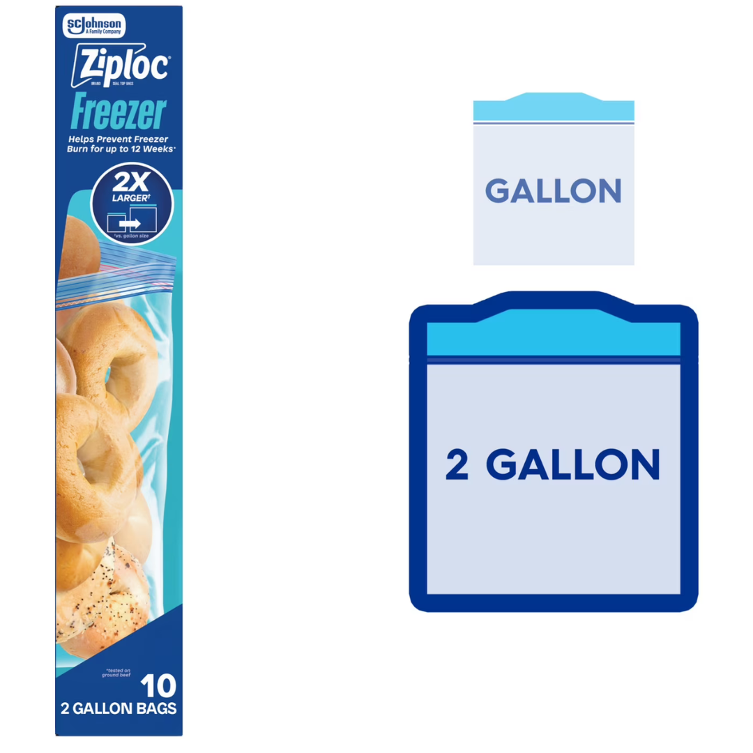 90-Count (9pk X 10) Ziploc Brand Freezer Gallon Food Storage Bags
