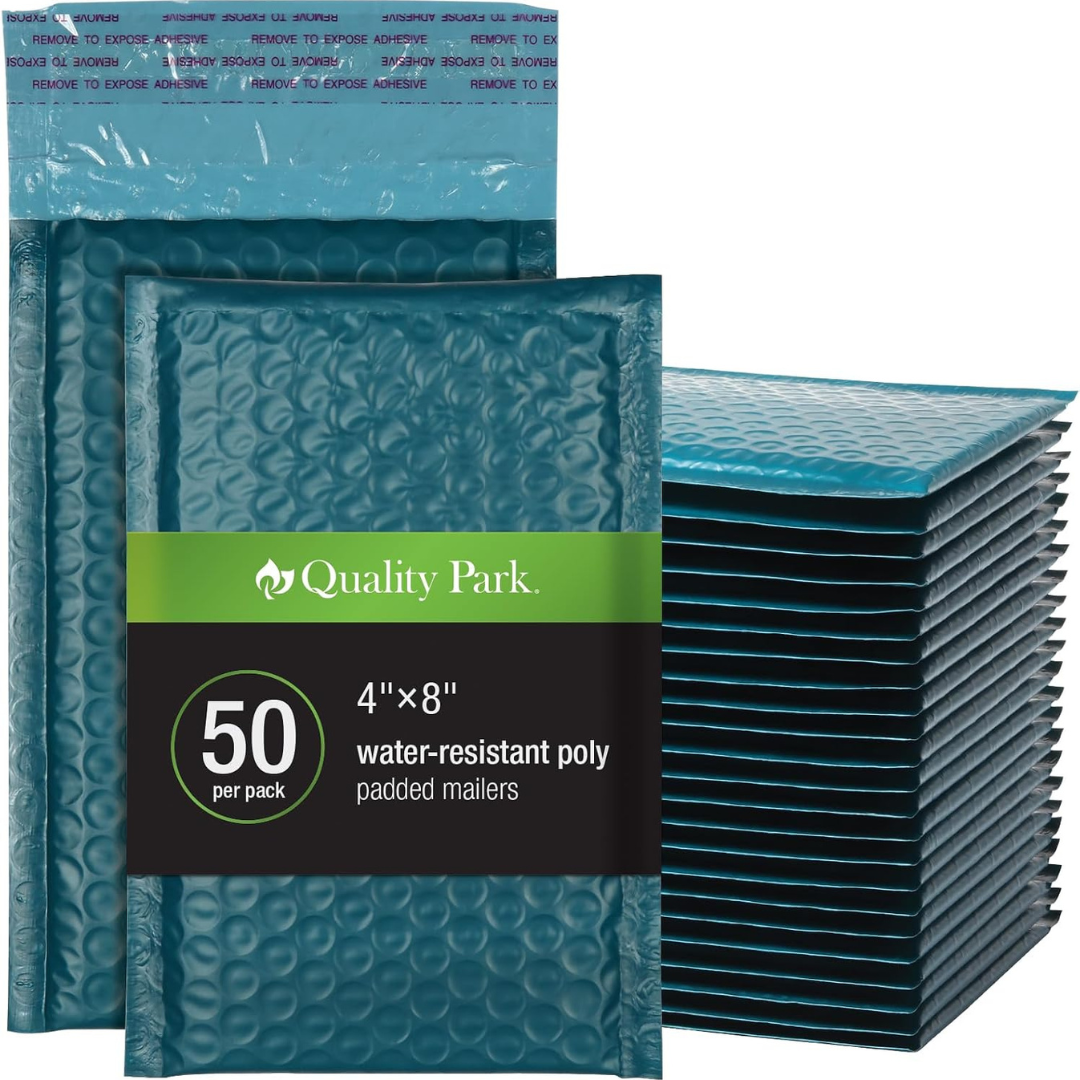 50-Pack 4'' X 8'' Quality Park Bubble Mailers (Blue)