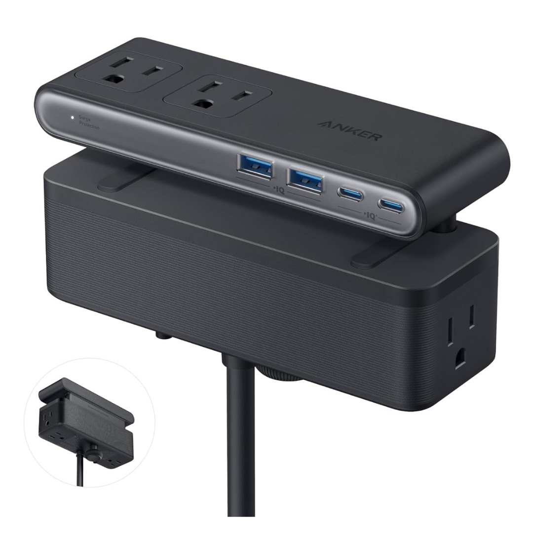 10-in-1 Anker Nano 5ft 70W Desk Clamp Power Strip W/ 6 AC Outlets & 4 X USB-C/A Ports