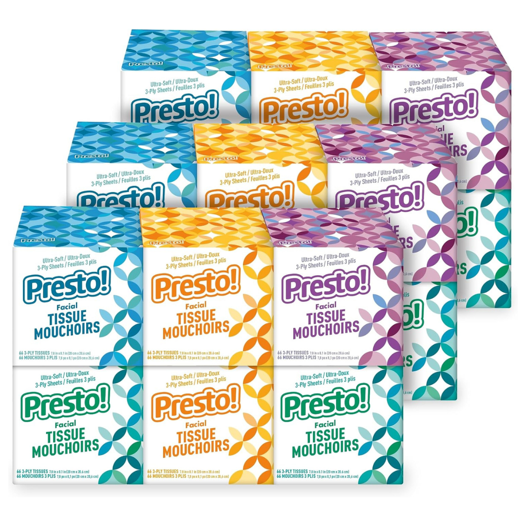 1188-Count Amazon Brand Presto! Ultra-Soft 3-Ply Premium Facial Tissues