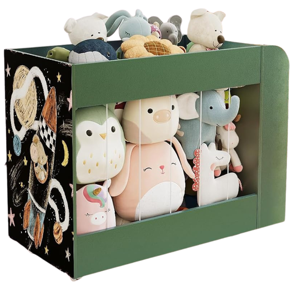 3-in-1 Stuffed Animal Storage Zoo With Side Drawing Chalkboard