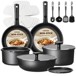 19-Piece Carote Non Stick Pots And Pans Set With Detachable Handle