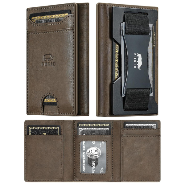 Furid RFID-Blocking Slim Trifold Leather Wallet