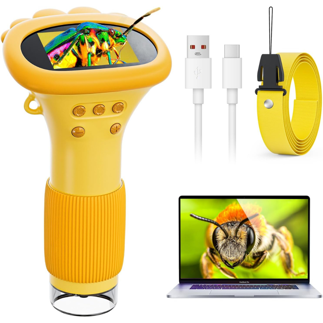 Ahalfcit 1000X Handheld Digital Microscope With 2" HD IPS Screen