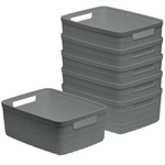 Set Of 6 Jute Basket Small Durable Resin Organization & Storage Basket Bin