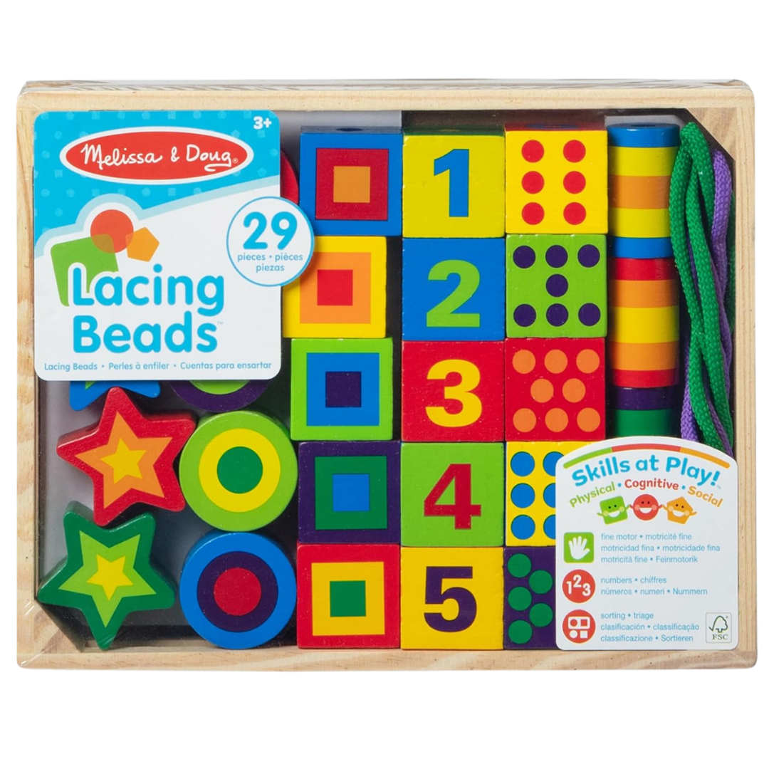 Melissa & Doug Deluxe Wooden Lacing Beads