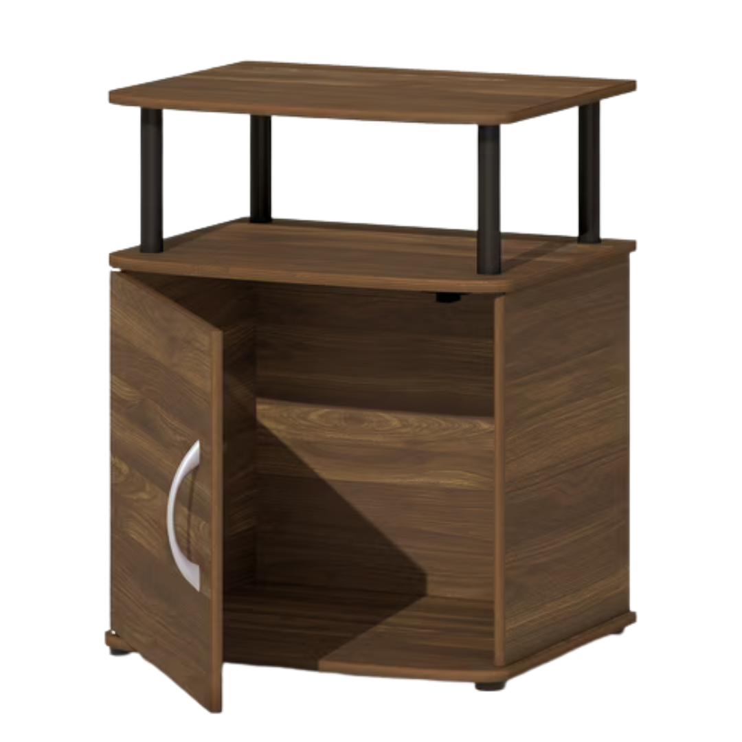 Furinno Modern Round Open Shelf Cabinet Jaya Side Table With Door
