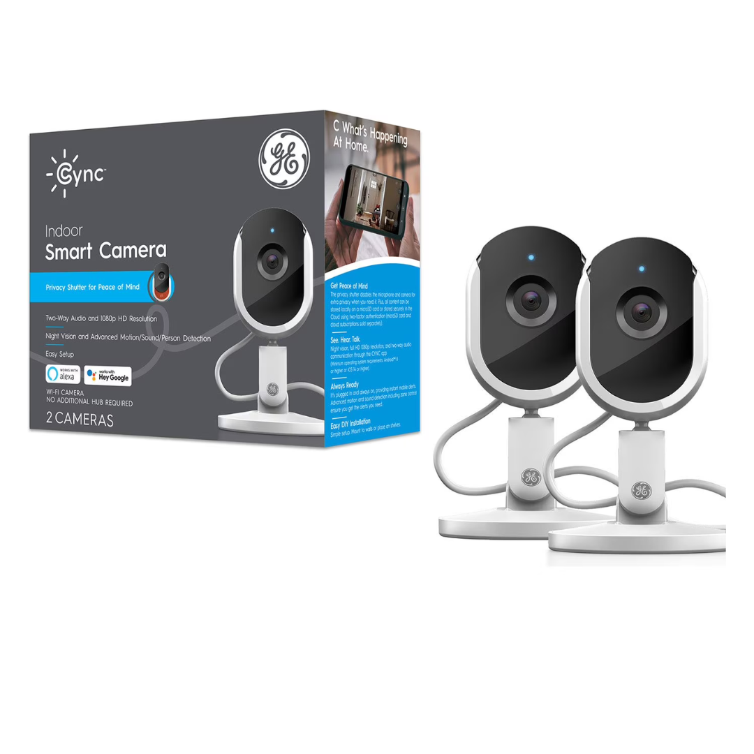 2-Pack GE Lighting 1080p Resolution Cync Indoor WiFi Smart Camera