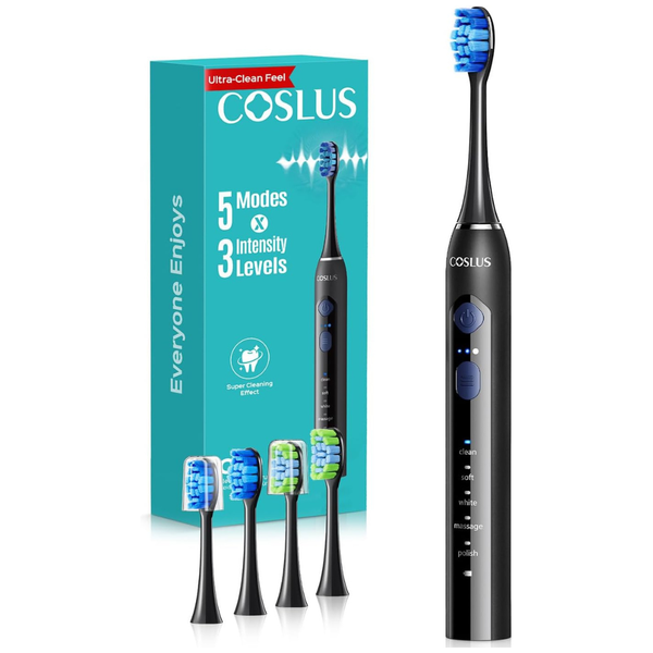 Coslus C30 5-Modes Sonic Electric Toothbrush W/ 4-Heads