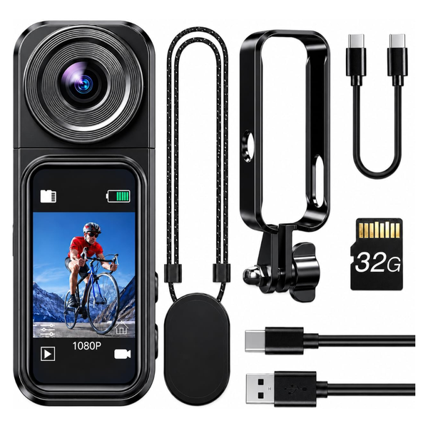 Boblov W2 Mini 1080p Body Camera W/ 32GB & 180 Rotating Lens