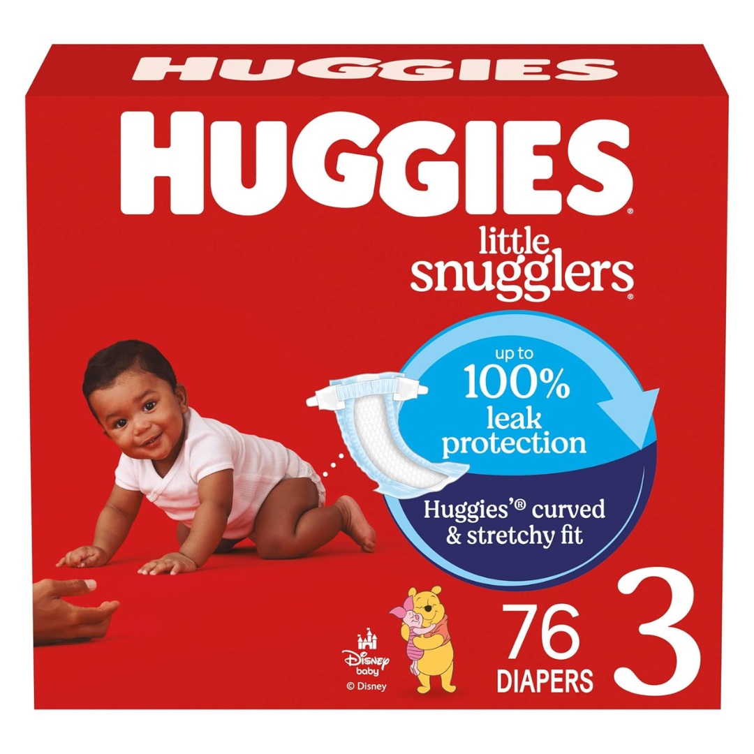 76-Count Huggies Little Snugglers Baby Diapers, Size 3 (16-28 Lbs)