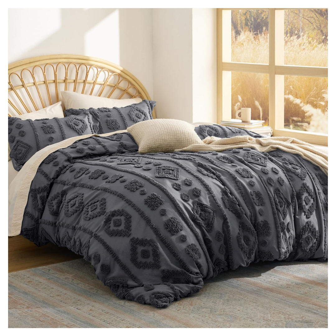3-Piece 90" X 90" Bedsure Boho Tufted Comforter Set