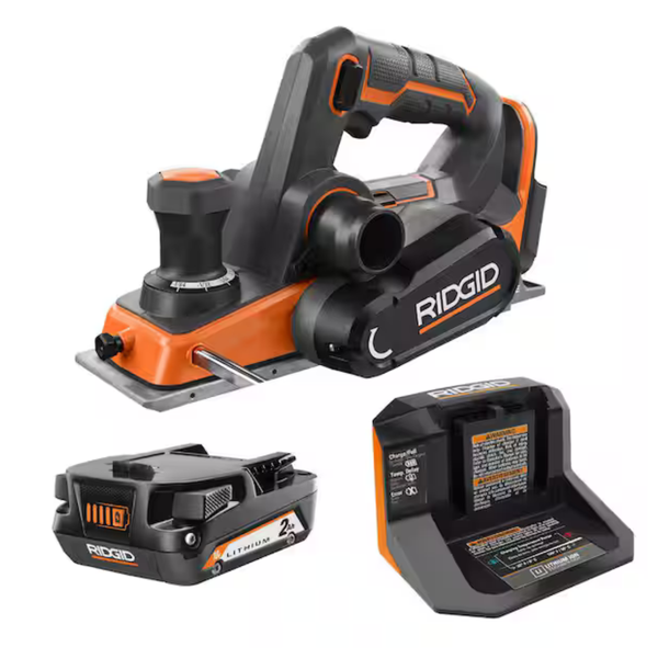 RIDGID 18V 3-1/4" Planer Kit W/ Dust Bag, Battery & Charger