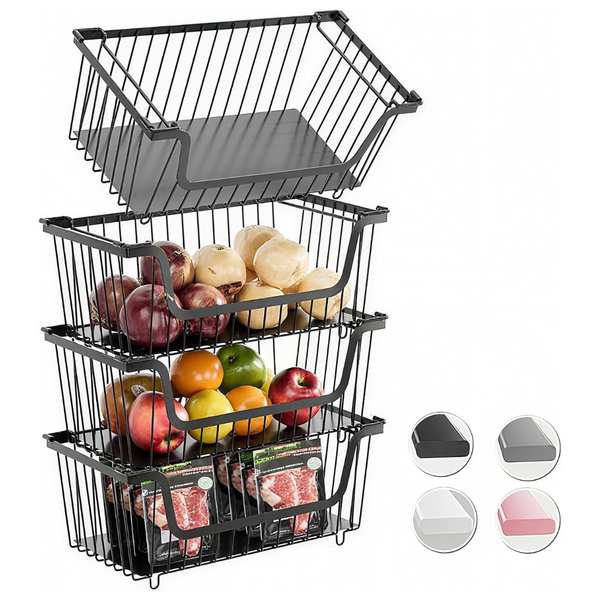 4-Piece Multipurpose Stackable Wire Storage Basket (Various)