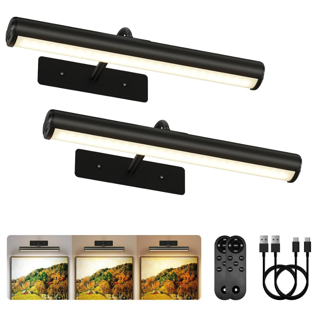 2-Pack 13" Ezvalo 4000mAh Rechargeable Picture Lights W/ Remote