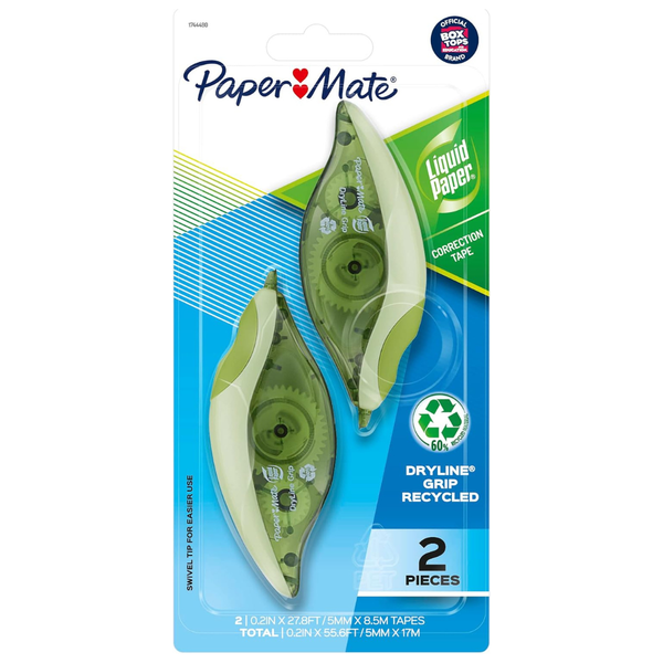 2-Count Paper Mate Liquid Paper DryLine Grip Correction Tape