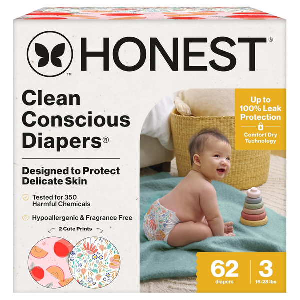 62-Count Size 3 The Honest Company Comfort Dry Disposable Diapers (16-28 Lbs)