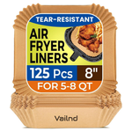 125-Piece 8" Square Disposable Non-Stick Air Fryer Liners For Microwave