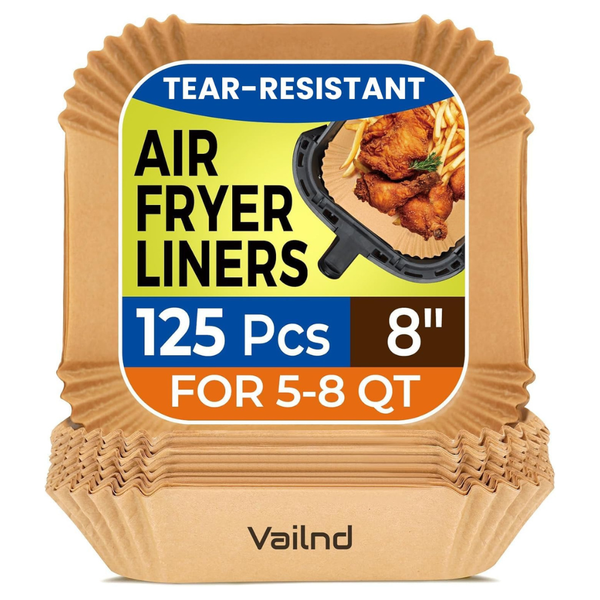 125-Piece 8" Square Disposable Non-Stick Air Fryer Liners For Microwave