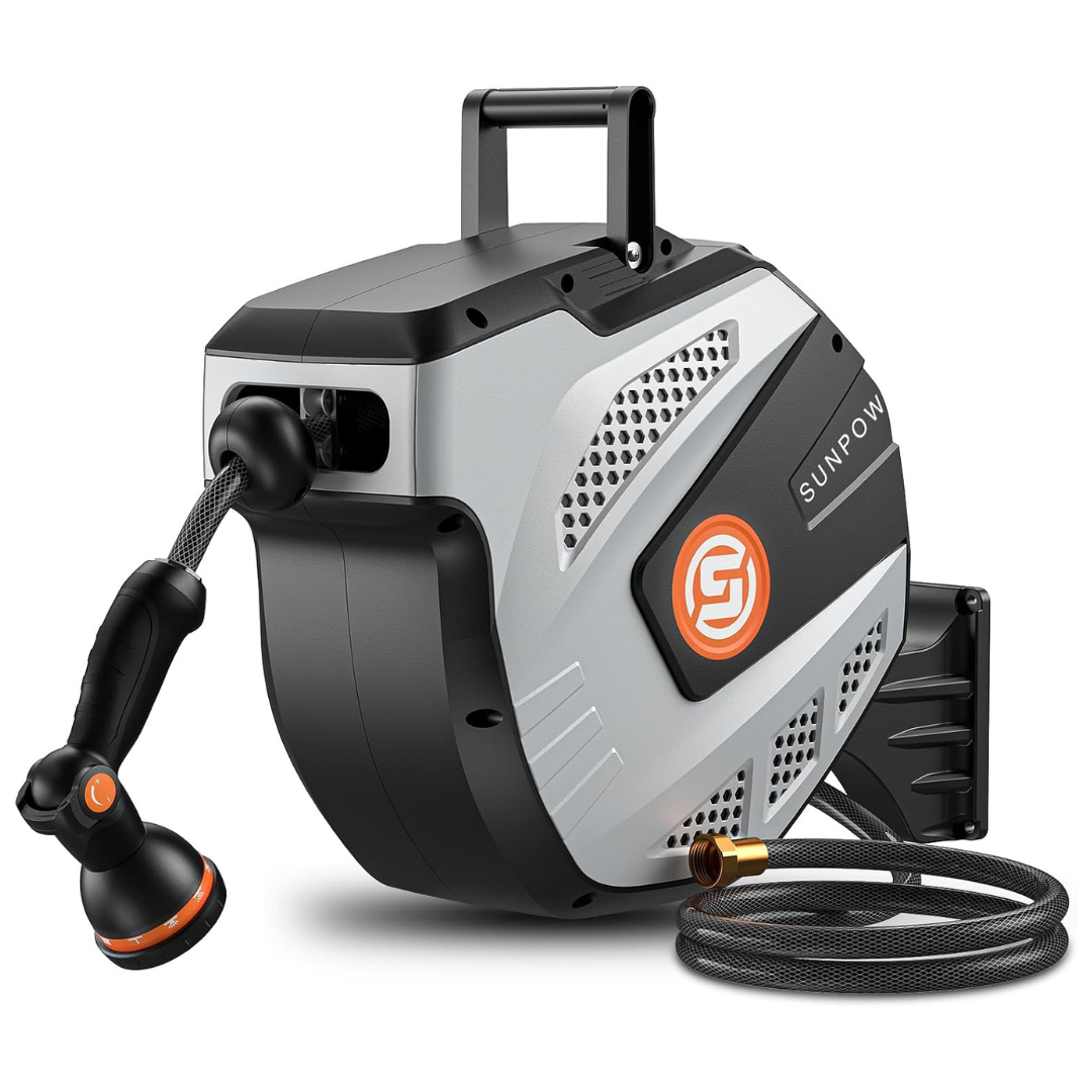 SUNPOW 1/2" X 50' Retractable Garden Hose Reel