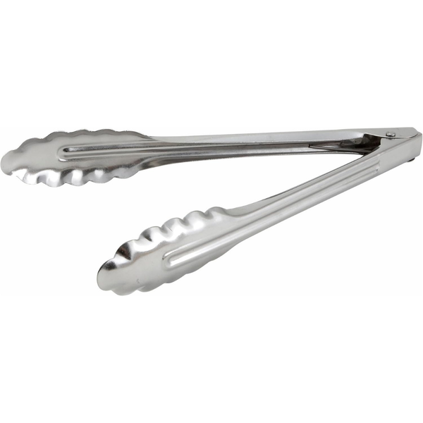 9" Winco Coiled Spring Heavyweight Stainless Steel Utility Tong