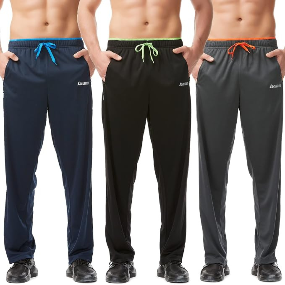 3-Pack Sacuiman Men's Athletic Sweatpants With Zipper Pockets