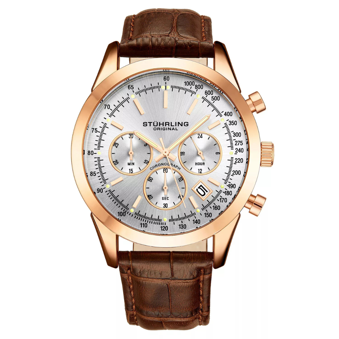 Stuhrling Rialto 3975L Men's 44mm Stainless Steel Chronograph Watch