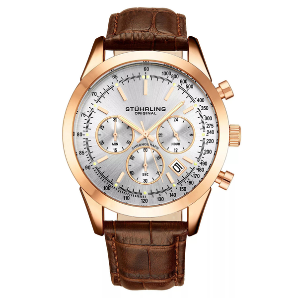 Stuhrling Rialto 3975L Men's 44mm Stainless Steel Chronograph Watch