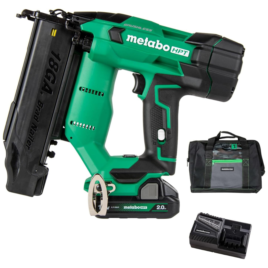 Metabo HPT 18V MultiVolt Brushless Compact Brad Nailer W/ 2Ah Battery & More