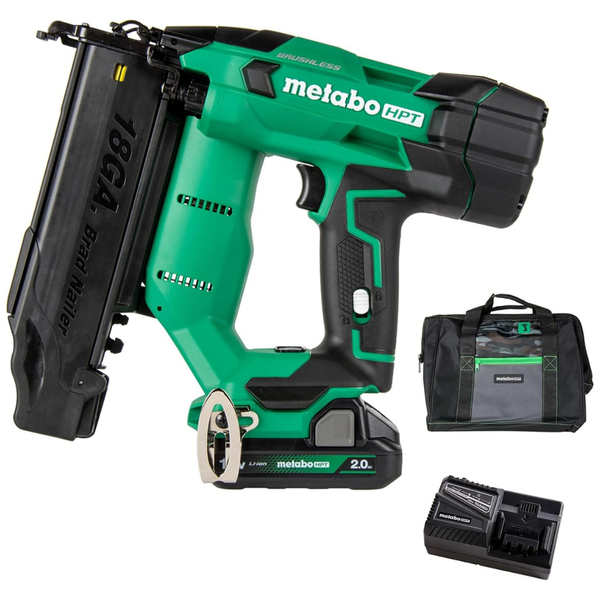 Metabo HPT 18V MultiVolt Brushless Compact Brad Nailer W/ 2Ah Battery & More