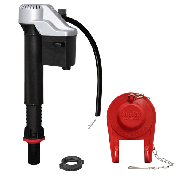Korky QuietFILL Platinum Universal Toilet Fill Valve & 2" Flapper Kit