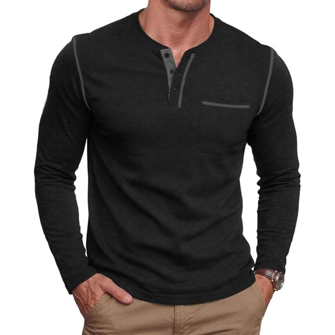 Men's Long Sleeve Slim Fit Cotton T-Shirt with Pocket (various)