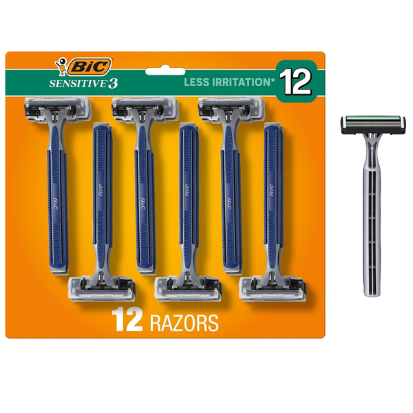 12-Count BIC Sensitive 3 Disposable Razors w/ 3 Blades