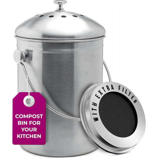 1.3 Galllon Epica Kitchen Countertops Stainless Steel Compost Bin Kicthen